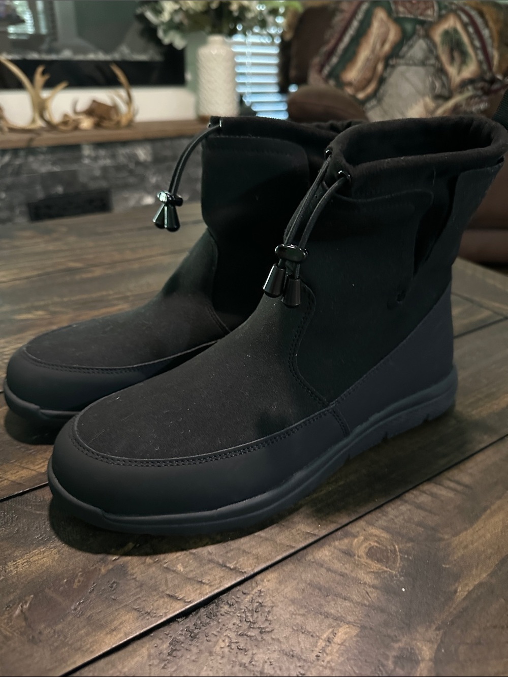 Jambu Women’s Black Slip-On Drawstring Winter Boots